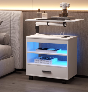 DNBSS Nightstand with Charging Station and Workstation