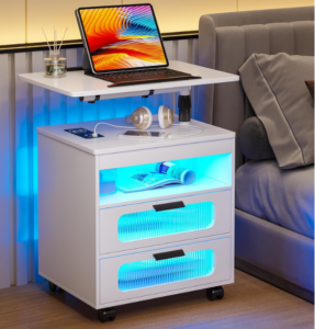 HNEBC Nightstand with Wireless Charging Station