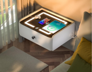 HOMEMORE Floating Nightstand with Charging Port