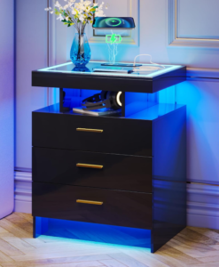 Lvifur LED Nightstand with Wireless Charging Station